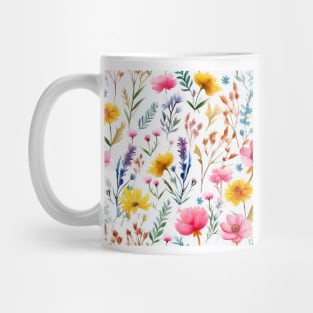 Watercolor Assorted Wildflowers Pattern 2 Mug